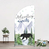 Lofaris Jungle Mountain Bear Forest Baby Shower Half Moon Arch Backdrop